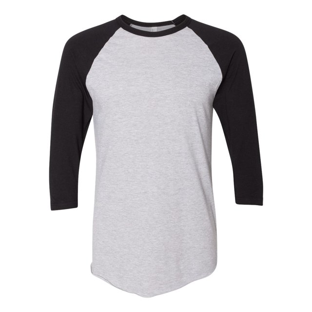 5050 Raglan Three-Quarter Sleeve Tee, 2XL, Heather GreyBlack