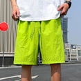 thumbnail image 2 of ohmzyzo Summer Beach Shorts for Men Drawstring Elastic Waist Solid Color Shorts Casual Lightweight Gym Workout Shorts, 2 of 8