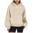 thumbnail image 1 of MeetoTime Women's Hooded Sweatshirt Fall Basic Long Sleeve Solid Color Hoodie Pullover with Pocket, 1 of 6