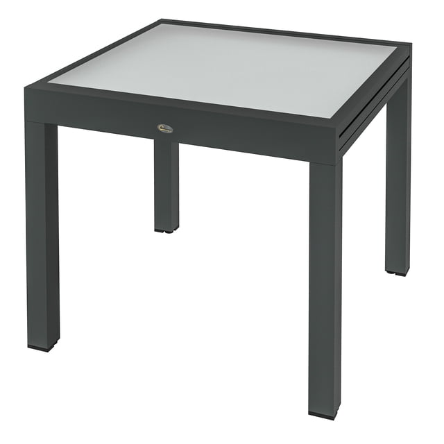 CoSoTower Extendable Patio Dining Table, Tempered Glass Aluminum Outdoor Table for Garden Lawn Backyard, Clear