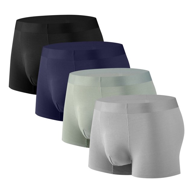 ylioge L-4X Big & Tall Mens Boxer Briefs 4 Pack Plus Size High Waisted Modal Underwear Multipack Stretchy Quick-Drying Breathable Workout Boxers