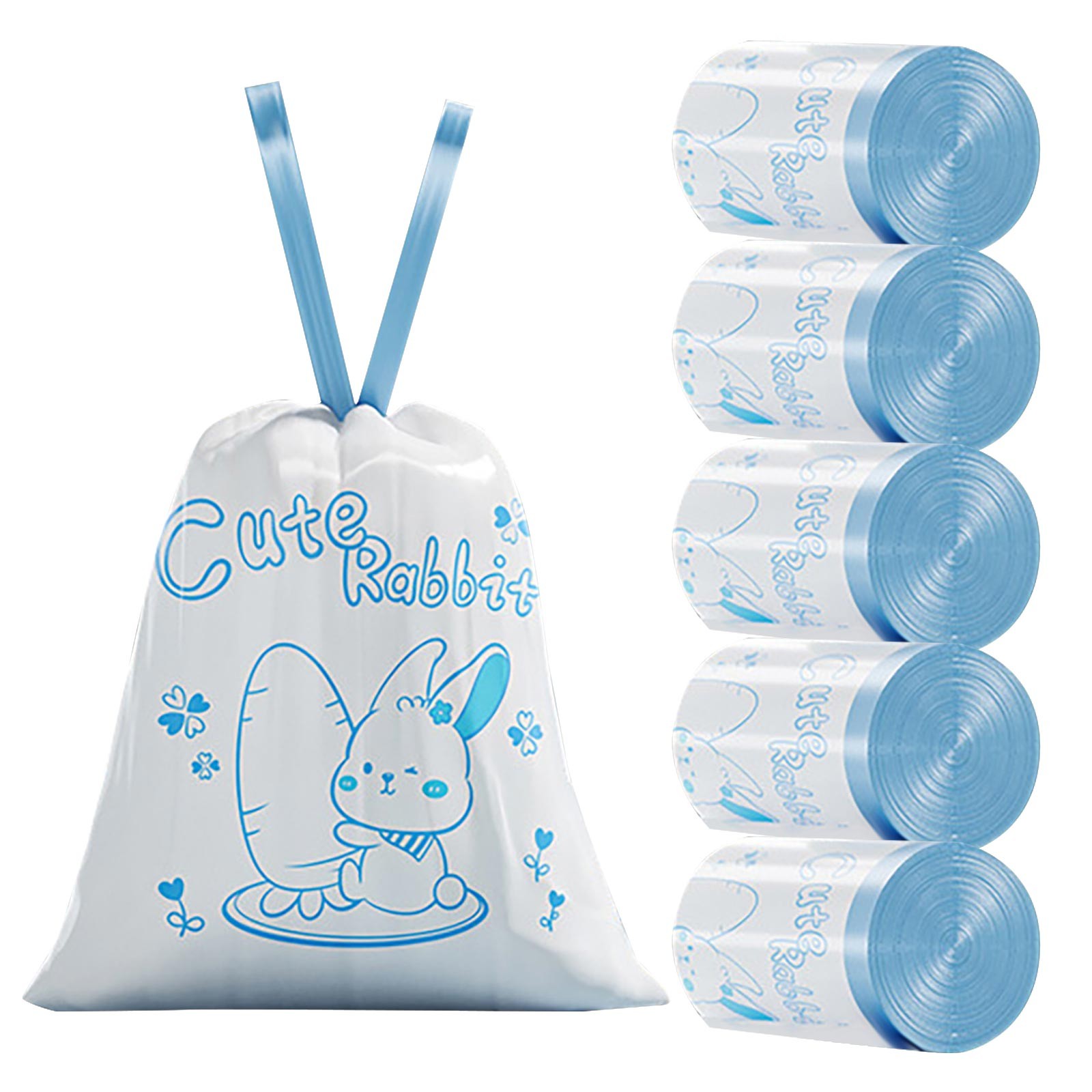 15/75 Count Drawstring Trash Bags Cartoon Pattern Thickened Garbage Bags 19.7" X 17.7"Unscented Trash Bags For Kitchen Bathroom Waste Liners