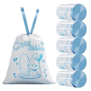 15/75 Count Drawstring Trash Bags Cartoon Pattern Thickened Garbage Bags 19.7" X 17.7"Unscented Trash Bags For Kitchen Bathroom Waste Liners