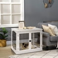 thumbnail image 2 of PawHut Cage pour Chien en Bois de 26 Pouces, Caisse pour Animal, Chenil avec Entrée à Double Porte, Blanc, 2 of 10