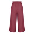 thumbnail image 4 of RKSTN Womens Pants Multiple Solid Color Cotton Linen Loose Casual Wide Leg Capris Loose Comfortable Pants, 4 of 5
