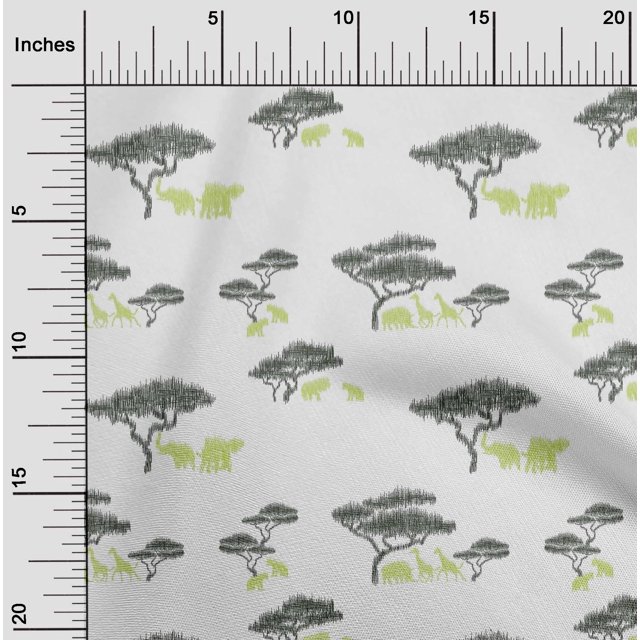oneOone Cotton Flex Fabric Tree & Animals Ikat Decor Fabric Printed BTY 40 Inch Wide