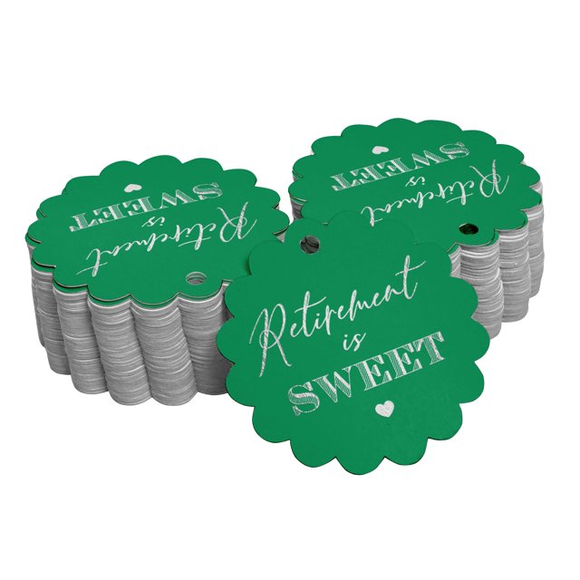 Inkdotpot Real Silver Foil Retirement Is Sweet Text Tags Favor Hang Paper Tags 50 Pieces