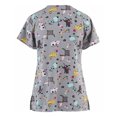 thumbnail image 2 of RKSTN Women Short Sleeve V-neck Tops Working Uniform Cartoon Print Blouse, 2 of 3