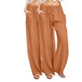 thumbnail image 1 of FNFYFH Clearance Ladies Plus Size Casual Long Linen Pants Solid, 1 of 5