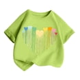 thumbnail image 3 of LUOGENLI T-Shirt pour Filles Enfant Filles Mignon Mode Imprimé Col Rond Manches Courtes Tee Été Décontracté Doux Ample T-Shirt Hauts Maxi Hauts Ensembles Filles Tenue 2 Pcs Plage Vert Clair 6-8 Ans, 3 of 5