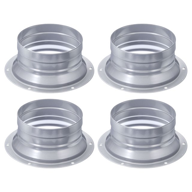 Unique Bargains 4 Inch Duct Connector Flange Pipe Exhaust Flange, Metal Inlet Outlet Fitting Duct Mounting Plate 4 Pack