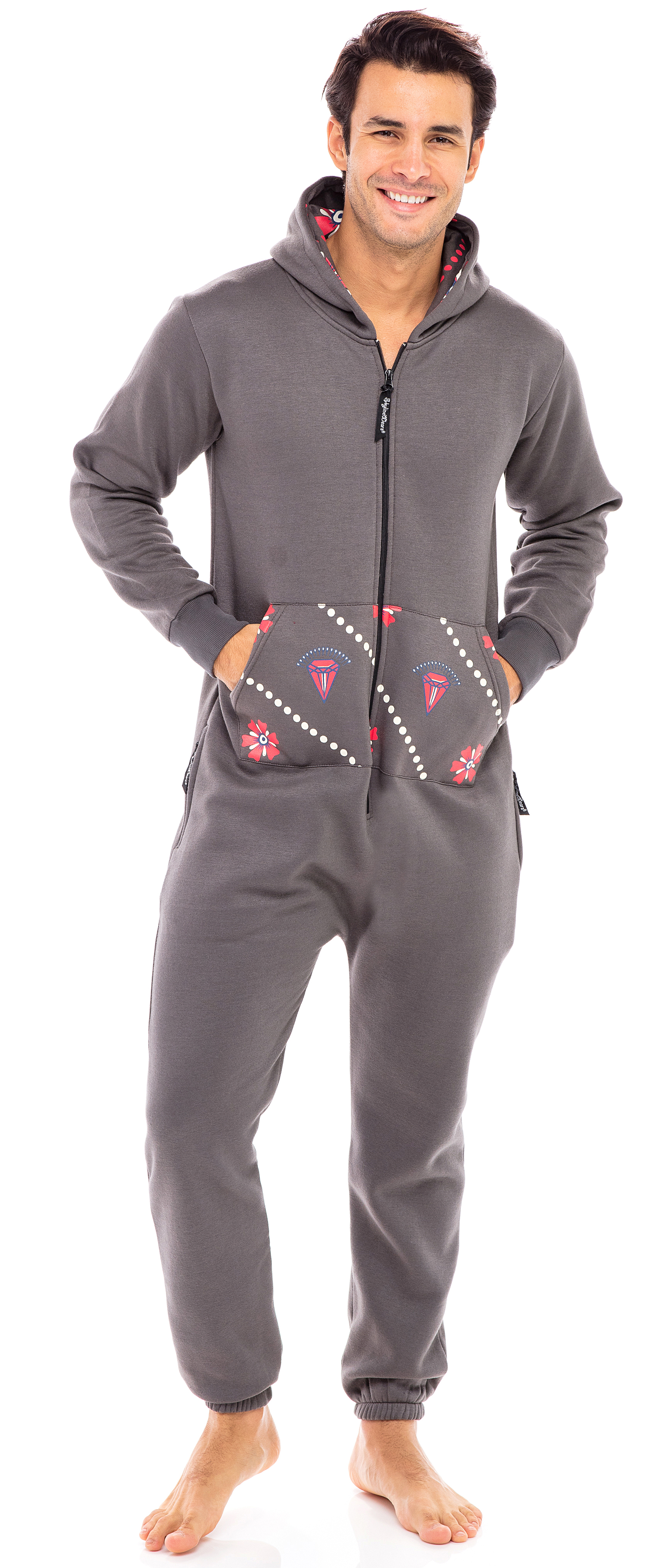 Combinaison de Pyjama Unisexe pour Hommes Adultes une Pièce Sans Pieds