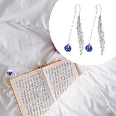 UPGRATOR 2Pcs Plated Silver Metal Bookmarks Retro Style Luminous Unique Page Markers