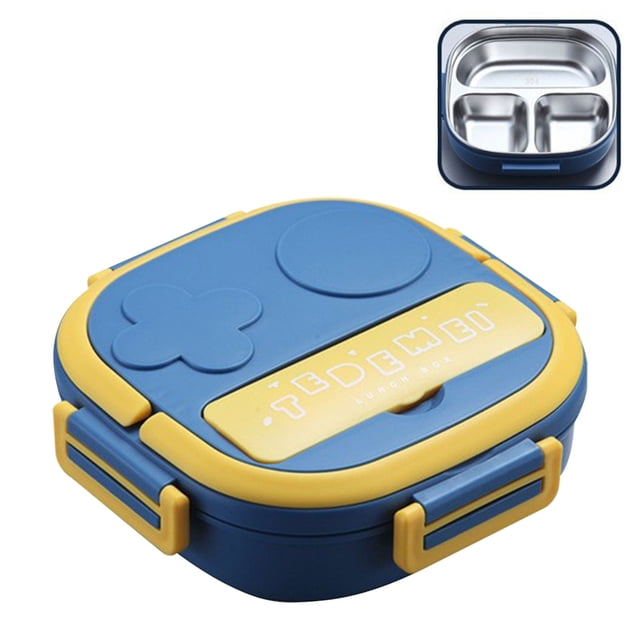 TIMIFIS Bento Boîte Vaisselle d'Extérieur 304 Boîte à Lunch Portable en Acier Inoxydable Dîner Boîte à Lunch pour Enfants en Forme de Robot avec Trois Compartiments Portables Boîte à Lunch