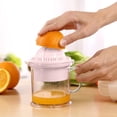 thumbnail image 1 of Under 25,Manual Juicer with Scale, Lemon Squeezer Cup, Hand-Powered Press Juicer for Fresh Lemonade, Easy to Use Citrus Juicer for Home and Kitchen, | Plastic, Pink-589 $BS$3, 1 of 9
