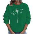 thumbnail image 1 of Penkiiy Blouses pour Femmes Hauts pour Femmes Automne Manches Longues Chandail Ample à Enfiler Chemise Décontractée Dames Imprimé Poitrine Chandails à Col Rond Vert Vêtements Y2K, 1 of 8