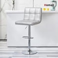 thumbnail image 2 of Homall Barstool Set Of 2 PU Leather Height Adjustable Swivel Bar stools, Hydraulic Kitchen Counter Square Island Bar Stool With Back,Sliver, 2 of 7