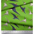 thumbnail image 2 of Soimoi Green Modal Satin Fabric Flying Woodpecker Bird Decor Fabric Printed Yard 42 Inch Wide, 2 of 3
