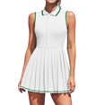 thumbnail image 1 of Charmo Robe de Tennis à Fermeture Éclair pour Femmes, Robe Polo d'Entraînement de Golf, Robe Plissée avec Shorts et Poches, 1 of 9