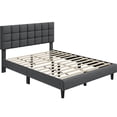 thumbnail image 2 of Yaheetech Modern Fabric Upholstered Bed Frame with Square Tufted Headboard, Queen, Dark Gray, 2 of 7