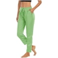 thumbnail image 1 of Jsaierl Women's Straight Leg Sweatpants Drawstring High Wasited Athletic Cropped Pants Solid Color Workout Jogger Sweat Pants with Pockets, 1 of 9