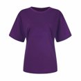 thumbnail image 4 of Yuyuzo Hauts pour Femmes T-Shirts à Manches Courtes T-Shirts à Col Rond T-Shirts Couleur Unie T-Shirts Amples Hauts Blouses, 4 of 5