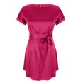 thumbnail image 4 of Offre à Durée Limitée Iumwxz Robe à Col Rond à Manches Courtes pour Femme Tunique à Ourlet Arrondi Robe Formelle avec Ceinture Robes Unies Longues Robes pour Femmes Robe Douce et Confortable pour Fête d'Anniversaire, 4 of 6
