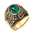 thumbnail image 1 of Women Men Manhattan College Ring with Green CZ Crystal Graduation Gift, 1 of 4