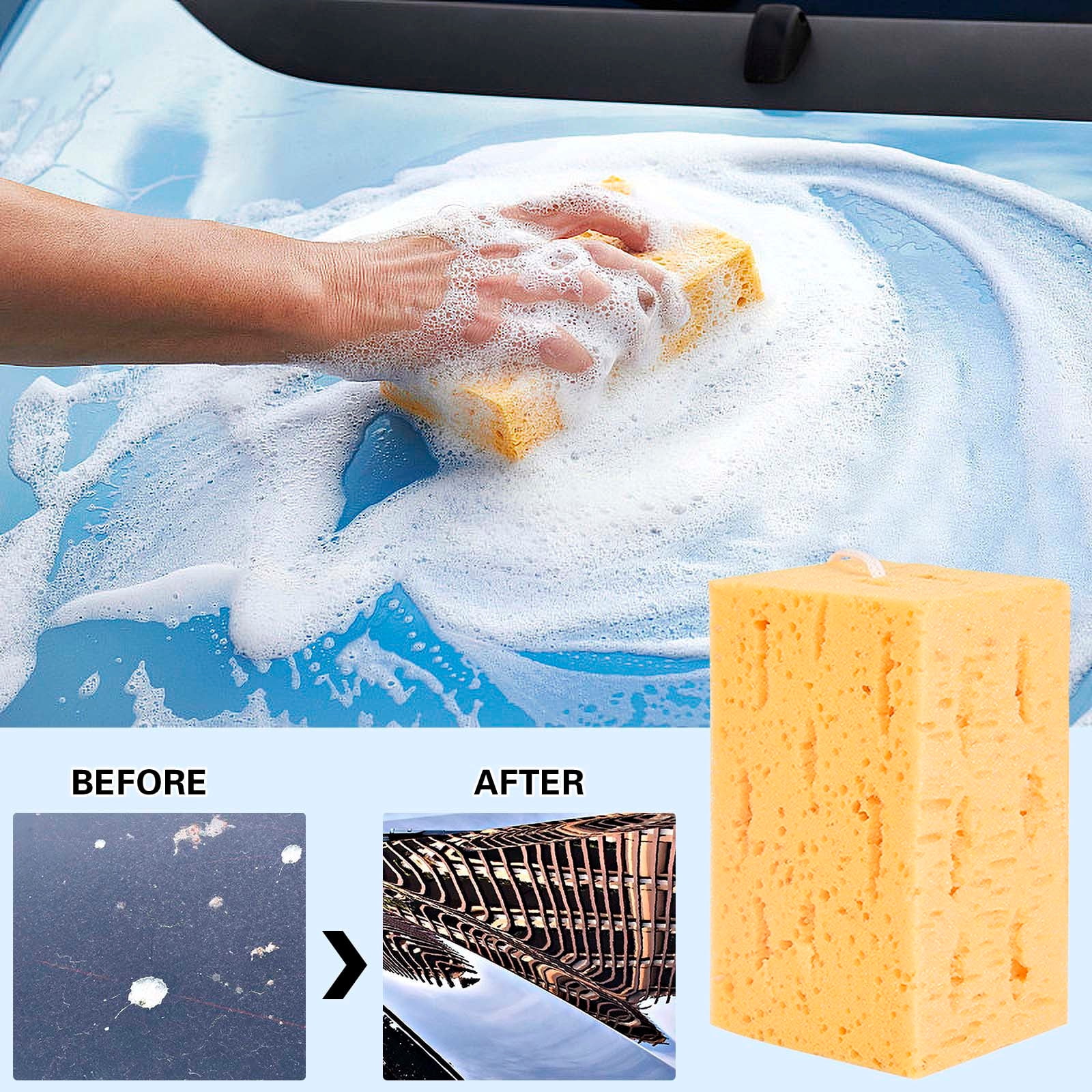 Summer Savings! Gspmoly Car Wash Sponge Special Strong Decontamination Car Wipe Water Absorbent Sponge Block High Density Car Cleaning Supplies Summer Savings