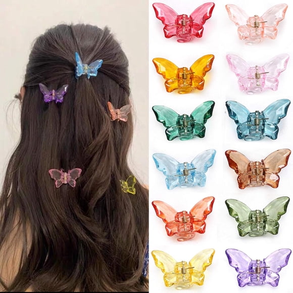 HSHDLDF Hair Claw Clips Jaw Clips 1.8 inch 24 Pieces Girls Clear Butterfly Hair Clips, Beautiful Butterfly Hair Clips Hair Accessories for Girls and Women.(Small sized,24 pack)