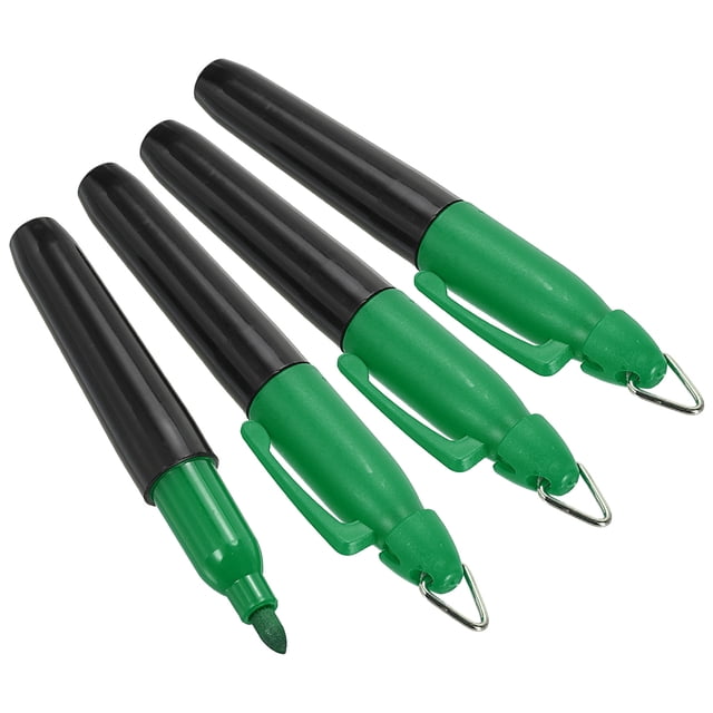 Unique Bargains Mini Permanent Markers Dry Erase Pen with Keychain Clip, Green Ink 4 Pack