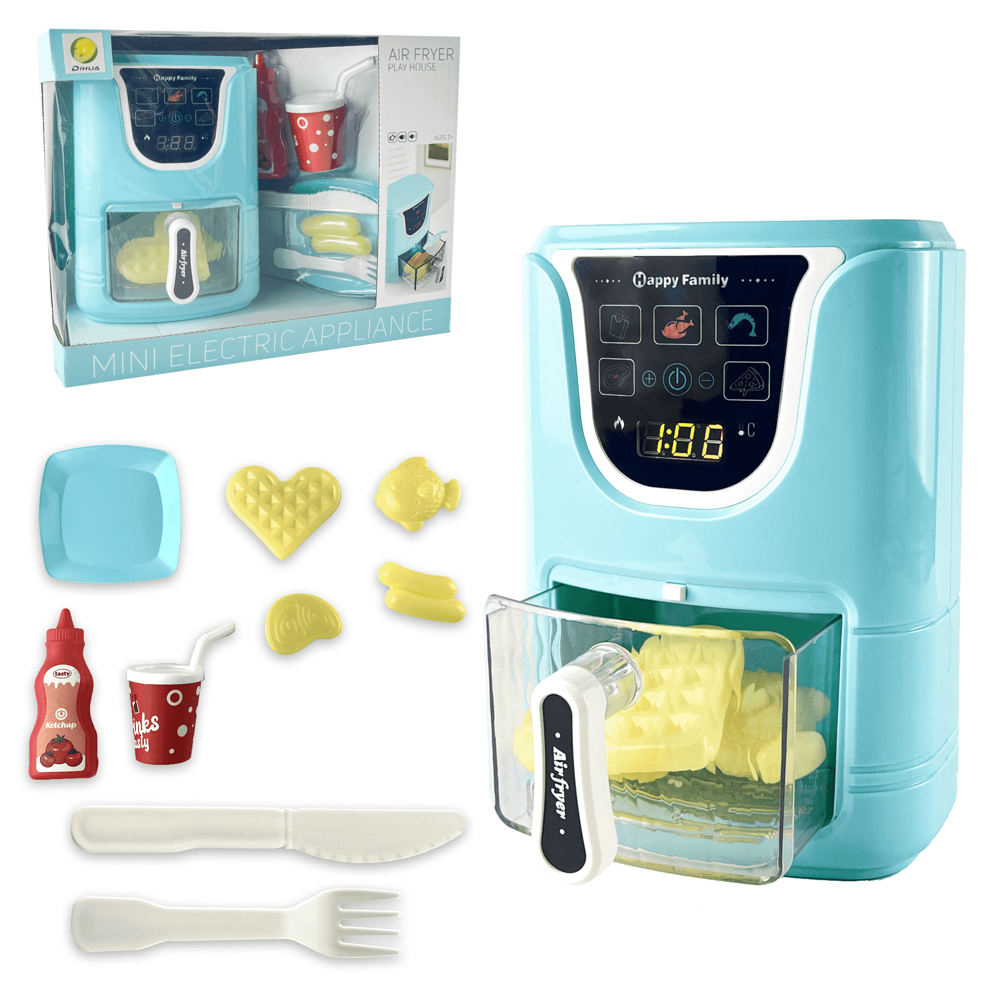 Refurbished Adofi LS820Q57 Air Fryer Toy for Kids, Pretend Play Kitchen Set with Color Changing Food