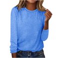 thumbnail image 1 of HKEJIAOI Chemises en Polyester Long Sleeve pour Women Col Rond Solide Sortir Tops pour Women, 1 of 4