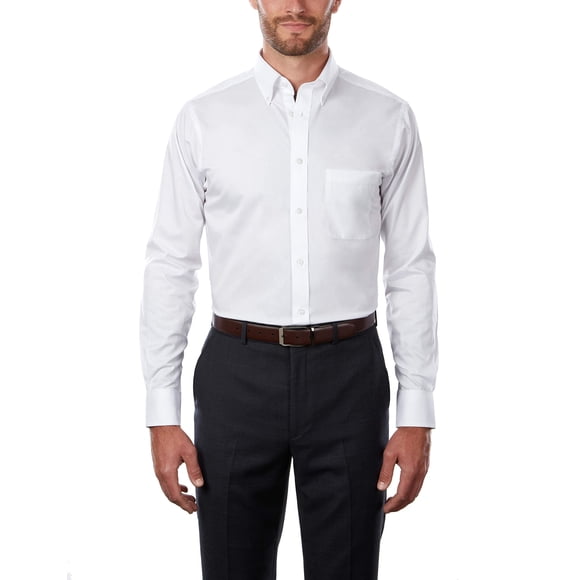IZOD Chemise Habillée pour Homme à Coupe Régulière Extensible Unie à Col Boutonné, Blanche, Encolure 14 Pouces-14,5 Pouces Manche 32 Pouces-33 Pouces