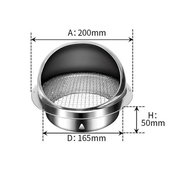 Évent Extérieur Rond en Acier Inoxydable Chromé avec Grille Anti-Fuite à Mailles pour Cuisine, Ventilateur Extracteur, Salle de Bain, Sèche-Cheveux, Unités de Climatisation (170 mm)