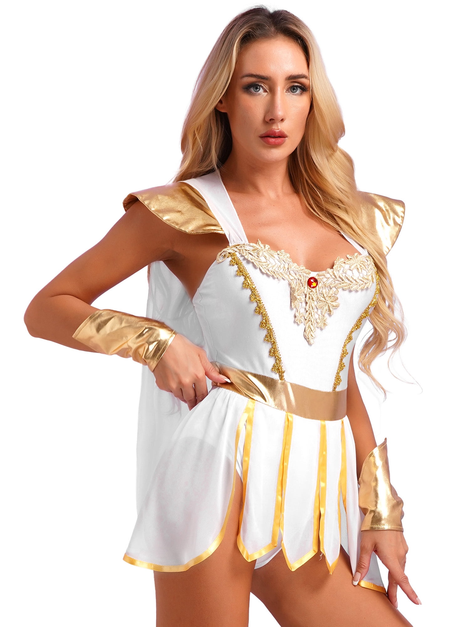 Hansber Womens Ancient Roman Costume Greek Toga Cosplay Costumes Cape ...