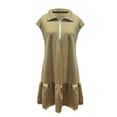 thumbnail image 5 of Liquidation d'Été 2025! Robe Grande Taille pour Femmes, Liquidation d'Été pour Femmes, Robe Décontractée Unie à Manches Courtes Demi-Fermeture à Glissière avec Col à Revers, 5 of 5