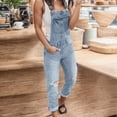 thumbnail image 2 of Bmisegm Women's Denim Ripped Overalls, Light Blue, Size XXL, 2 of 6
