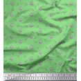 thumbnail image 1 of Soimoi Green polyester Crepe Fabric Leaves & Lotus Floral Print Fabric by Yard 42 Inch Wide, 1 of 5