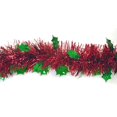 thumbnail image 1 of Guirlande de Noël Rouge Brillant de 12 Pieds avec Houx Holographique Vert - Non Éclairée, 1 of 3