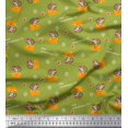thumbnail image 1 of Soimoi Green Velvet Fabric Cheese Slice & Rats Kids Decor Fabric Printed Yard 58 Inch Wide, 1 of 3