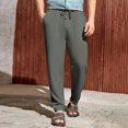 thumbnail image 2 of Ediodpoh Pantalon Décontracté en Coton et Lin à Cordon pour Homme Pantalon Homme Vert TG, 2 of 8