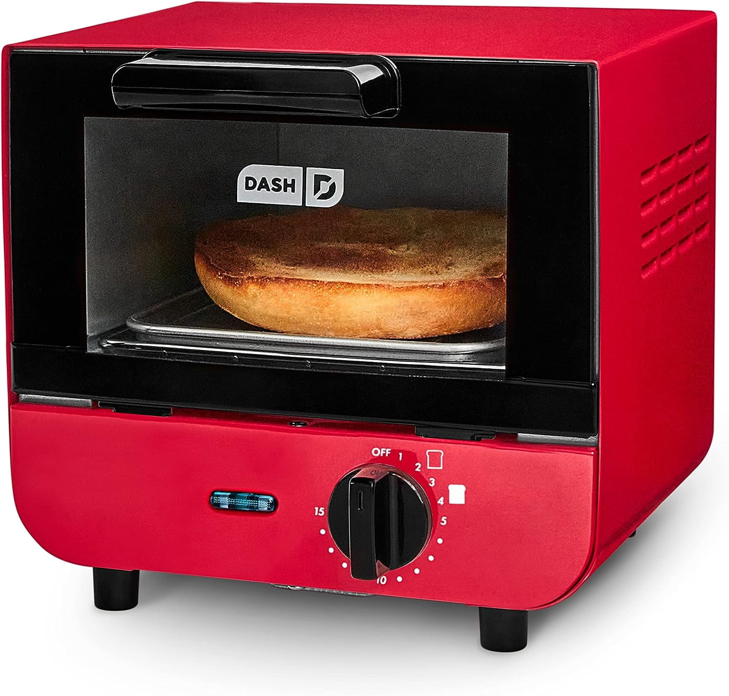 DASH Mini Four Grille-Pain Cuiseur pour Pain, Bagels, Biscuits, Pizza, Paninis et Plus avec Plaque de Cuisson, Grille, Fonction d'Arrêt Automatique - Rouge