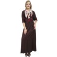 thumbnail image 1 of Bimba Robe Longue Maxi Brune pour Femme avec Foulard à Franges, Robes Boho de Designer-4, 1 of 9