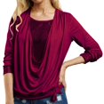 thumbnail image 1 of Women's T Shirts Solid Sequined Long Sleeve Loose Womens Tops Red M, 1 of 4