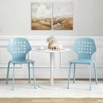 thumbnail image 2 of Costway Metal Dining Chair Set of 4 Armless Kitchen Hollowed Backrest & Metal Legs Blue, 2 of 10