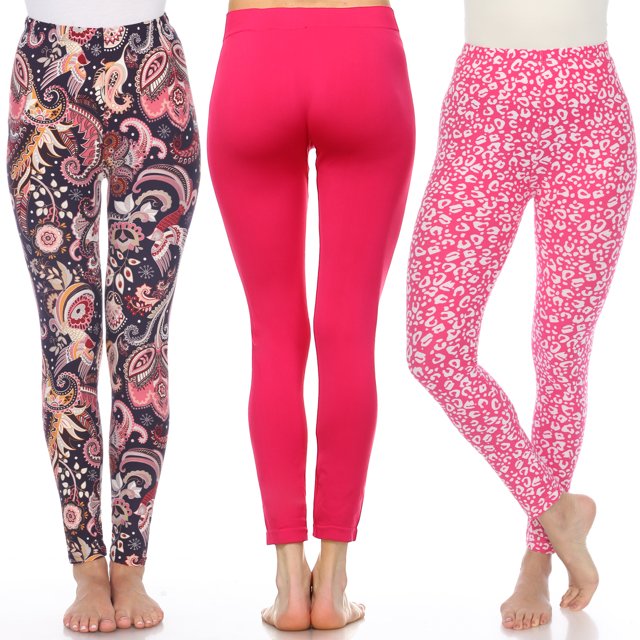 White Mark Women's 3-Pack Soft Stretchable Printed Leggings