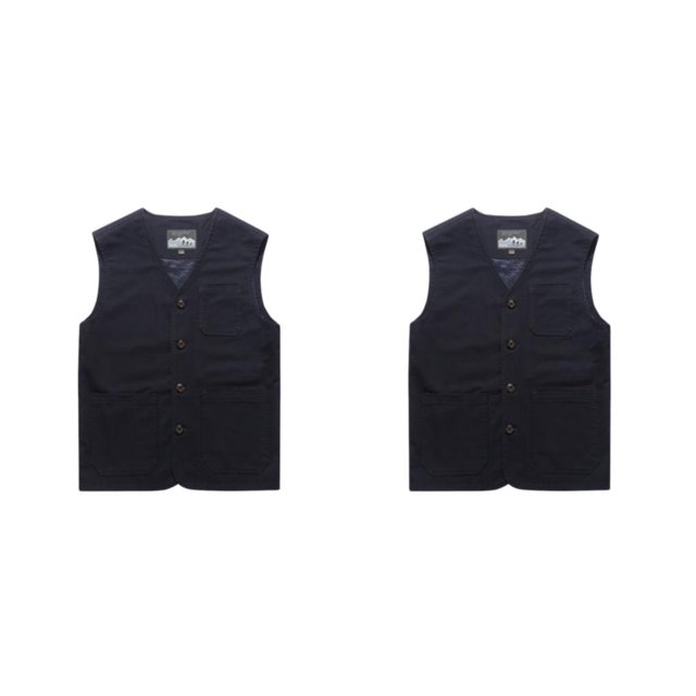 Youkk Classic And Versatile Dad Wear Waistcoat With Multiple Pockets Multi-pockets Dark Blue L 2Set