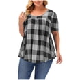 thumbnail image 2 of SMihono Hauts pour Femmes Été Décontracté Mode Grande Taille Imprimé Col Rond Manches Courtes T-shirt Ample Oversize pour Femmes 2023, 2 of 9