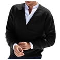 thumbnail image 3 of MIASHUI Men's Fall Winter Pullover V-Neck Solid Color Cardigan Knit Shirt Jacket Long Sleeve Comfort Black,L, 3 of 5